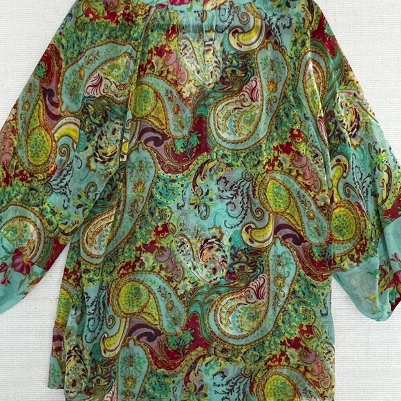 Fig and Flower puff sleeve 70s Paisley‎ peasant boho top MEDIUM - Picture 8 of 9